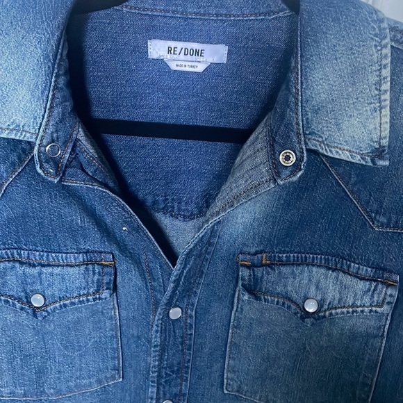 RE/DONE denim button down western shirt blouse‎ XS - Picture 2 of 6